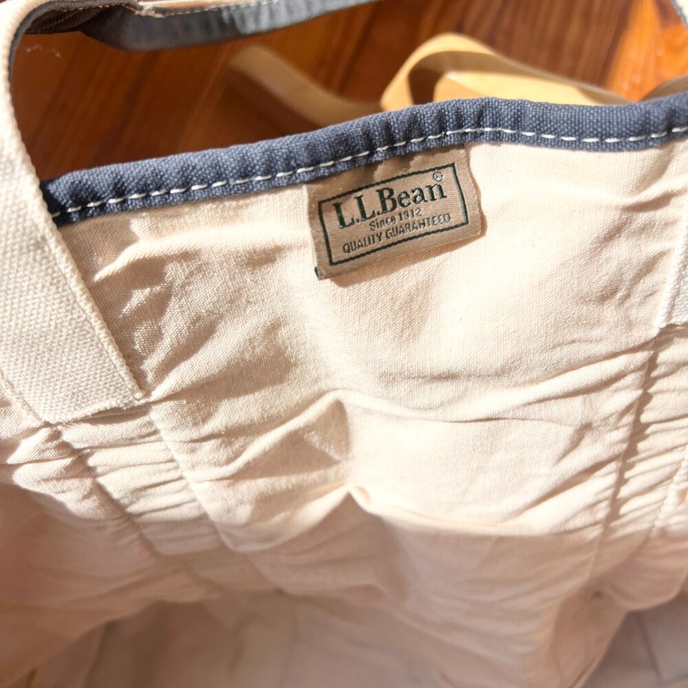 Vintage L.L. Bean large Canvas Boat Tote red white and blue - Picture 9 of 11